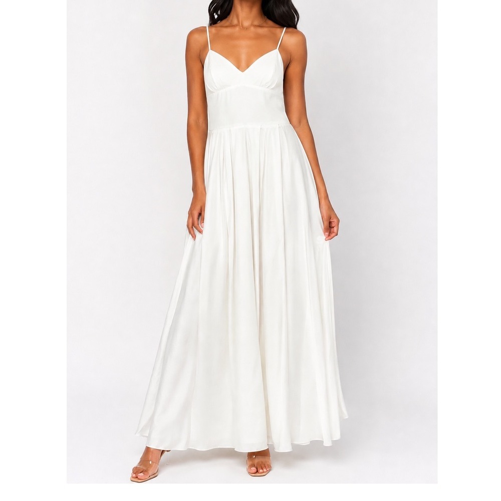 Faeriesty White Strappy Maxi Dress Size XL Cottagecore Formal Slip Dress Boho